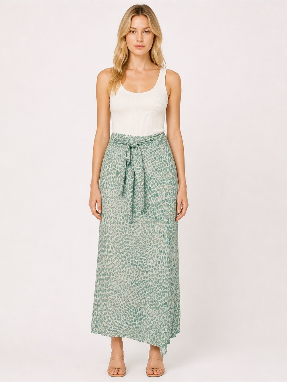 Fabienne Chapot Bobo Tara Wrap Skirt Hearts White Sea Green Love Size 38 Medium